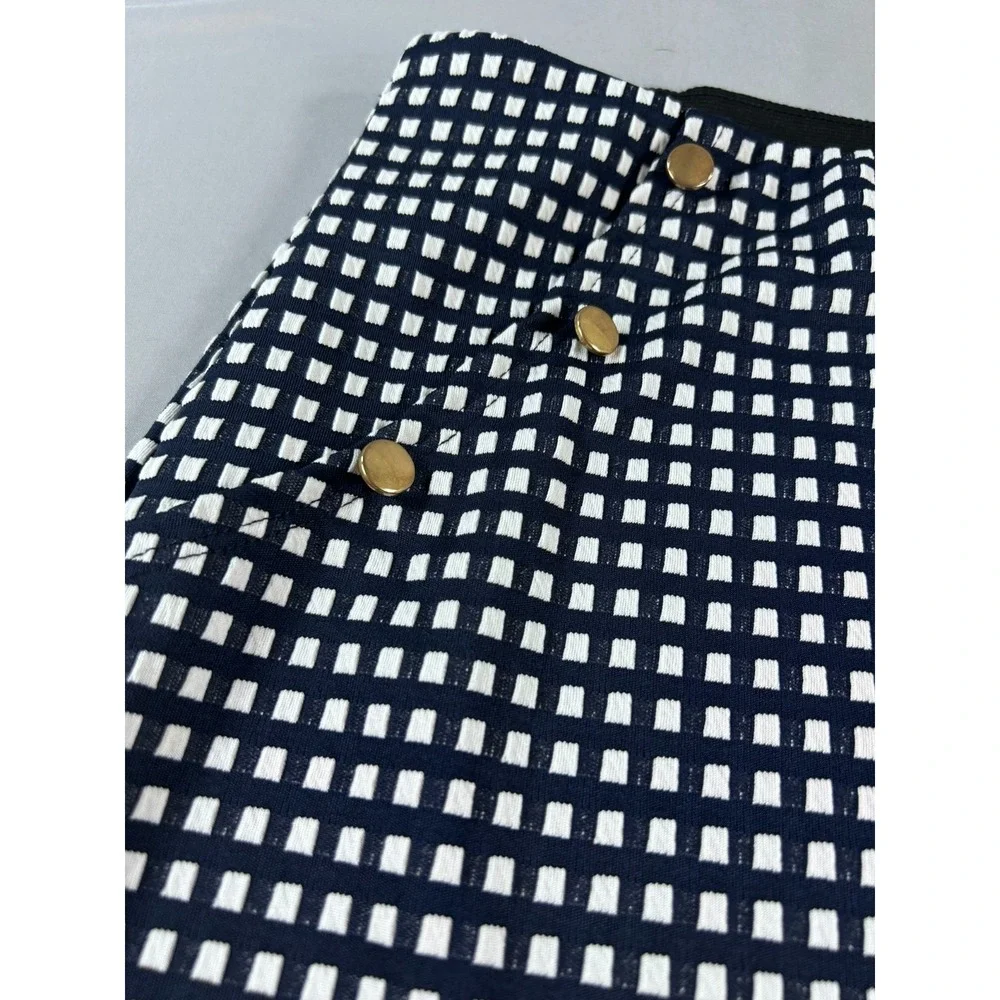 Espresso‎ Womens Skirt XL Blue White Check Pencil Stretch Chic Preppy